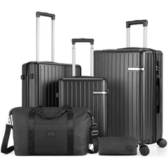 Hoteel 5 Piece Hardshell Luggage Set,Expandable PC+ABS Durable Suitcase,Hardside Lightweight Suitcase with TSA Lock Spinner Wheels,Navy Blue