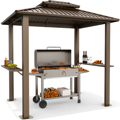COBIZI 10'x12' Hard Top Grill Gazebo with 2 Side Shelves SPC224