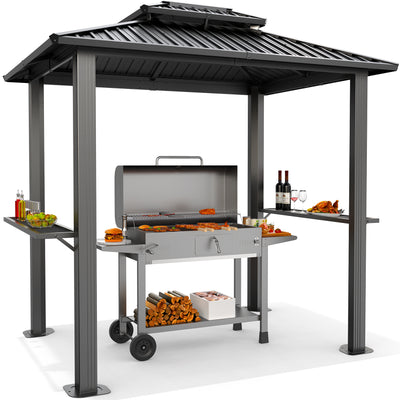 COBIZI 10'x12' Hard Top Grill Gazebo with 2 Side Shelves SPC224