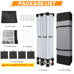 HOTEEL 10'x20' Pop Up Canopy with Sidewalls,Easy Up Canopy Tent with Carry Bag,Outdoor Canopies with 4 Sandbags,Large Tents for Outdoor Events,Wedding,Backyard,Commercial,Black