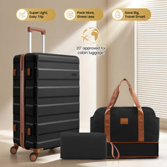 Hoteel 3-Piece Luggage Set-20" Carry-On with Spinner Wheels&TSA Lock ,Lightweight Hardside Travel Set for Business & Vacation