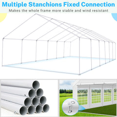 HOTEEL 20x40 Party Tent Heavy Duty with 8 Removable Sidewalls & 4 Built-in Sandbags, Commercial Wedding Large Tent, UV 50+, Waterproof, White