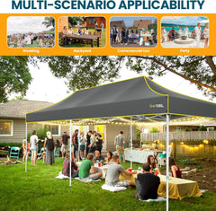 HOTEEL 10'x20' Heavy Duty Pop Up Canopy Tent,Commercial Open Air Gazebo,Hexagonal Frame & Roller Bag,Outdoor Weddings, Parties, Events (Gray)