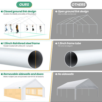 COBIZI 20'x20' Heavy Duty  Party Canopy with 6 Sidewalls & Built-in Sandbags SPC280