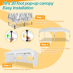 HOTEEL 10'x20' Up Pop Up Canopy Tent, Party Tents with One Push Central Button Air Vent, Instant Canopy Tent with Sidewalls & Reflective Strip
