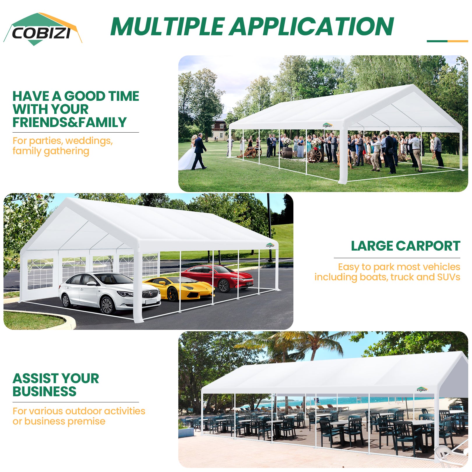 COBIZI 16'x32' Heavy Duty Large Canopy Tent with 14 Church Windows & 10 Sidewalls SPC82