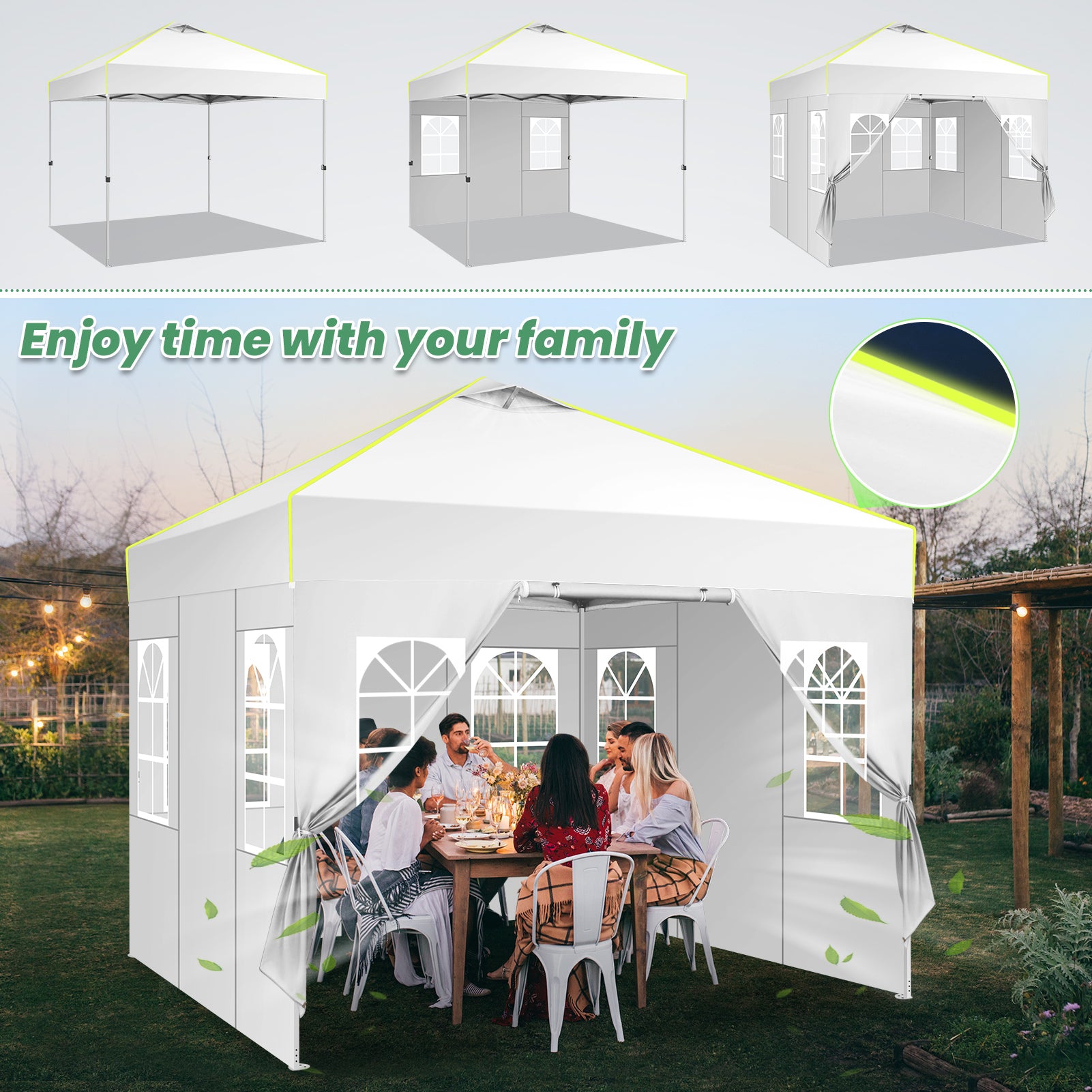 COBIZI Canopy 10'x10' Pop Up Canopy Tent 1-Button Push Easy up Outdoor Canopy Instant Portable Commercial Shelter Waterproof UPF50+ Gazebo with Reflective Strip, Air Vent & 4 Sandbags SPC000100
