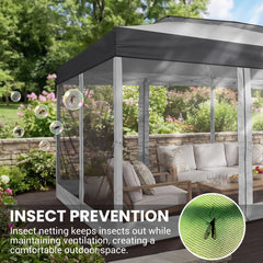 HOTEEL 10x20 Gazebo Canopy Tent with 6 Netting Sidewalls,Pop up Canopy for Parties Wedding,Commercial Easy up Gazebo with Sandbags,UV 50+