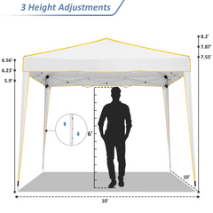HOTEEL Pop up Canopy Tent 10x10 Commercial Instant Canopy with 4 Sidewalls & Carry Bag,Portable Tent for Parties Beach Camping Party Event Shelter Sun Shade,White