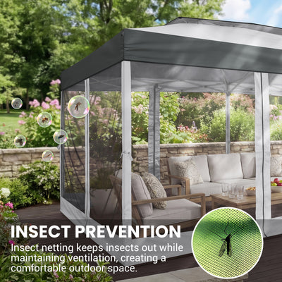HOTEEL 10x20 Gazebo Canopy Tent with 6 Netting Sidewalls,Pop up Canopy for Parties Wedding,Commercial Easy up Gazebo with Sandbags,UV 50+