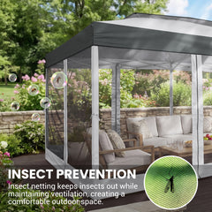 HOTEEL 10x20 Gazebo Canopy Tent with 6 Netting Sidewalls,Pop up Canopy for Parties Wedding,Commercial Easy up Gazebo with Sandbags,UV 50+