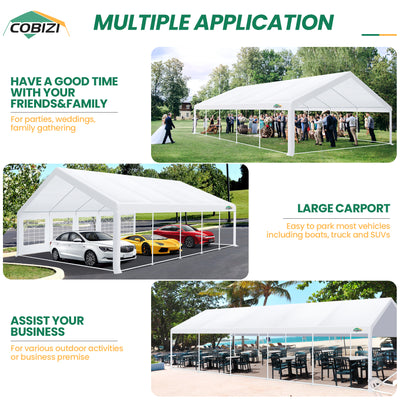 HOTEEL 16'x32' Heavy Duty Party Tent, Wedding Tent, Event Tents, Carport Event Tent with 8 Removable Sidewalls, Outdoor Canopy with Built-in Sandbag, UV50+, Big Tent For Party, Waterproof, White
