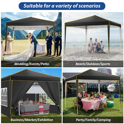 HOTEEL Pop up Canopy Tent 10x10 Commercial Instant Canopy with 4 Sidewalls & Carry Bag,Portable Tent for Parties Beach Camping Party Event Shelter Sun Shade