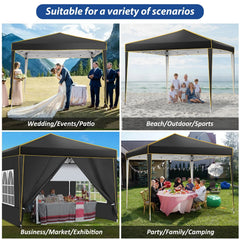HOTEEL Pop up Canopy Tent 10x10 Commercial Instant Canopy with 4 Sidewalls & Carry Bag,Portable Tent for Parties Beach Camping Party Event Shelter Sun Shade