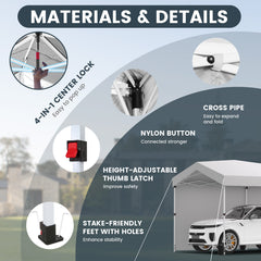 COBIZI 10'x30' Pop Up Canopy-Easy Up Carport Canopy with One Push Setup-Outdoor Sun Shade&Waterppof Tent for Parties, Camping, Events-with 3 Sidewalls,Wheel Bag,4 Weight Bags,4 Ropes& 12 Stakes