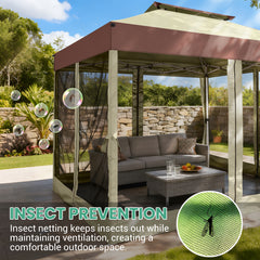 HOTEEL 10x10 Gazebo Canopy Tent with 4 Netting Sidewalls,Pop up Gazebo Tents,Outdoor Party Tents with Sandbags