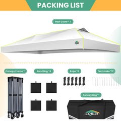COBIZI 10x20 Pop up Canopy Tent Easy up Canopy for Outside Instant Portable Waterproof Party Canopy Tent for Summer Beach Garden Party Camping Outside with Air Vent,Reflective Strip,4 Sandbags