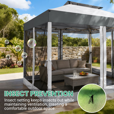 HOTEEL 10x10 Gazebo Canopy Tent with 4 Netting Sidewalls,Pop up Gazebo Tents,Outdoor Party Tents with Sandbags
