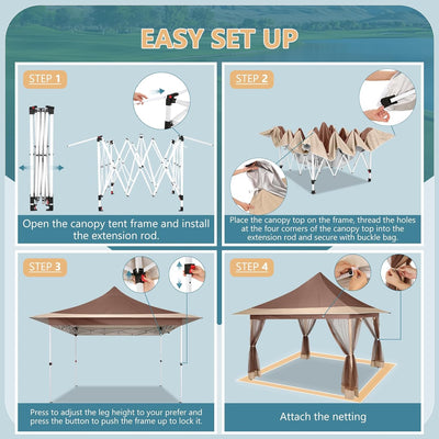 COBIZI 12'x12' Pop-up Gazebo Canopy, Durable Gazing Pavilion with Mosquito Netting SPC149