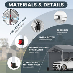 COBIZI 10'x30' Pop Up Canopy-Easy Up Carport Canopy with One Push Setup-Outdoor Sun Shade&Waterppof Tent for Parties, Camping, Events-with 3 Sidewalls,Wheel Bag,4 Weight Bags,4 Ropes& 12 Stakes