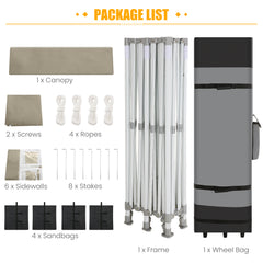 COBIZI 10x20 Pop Up Canopy Tent Heavy Duty with 6 Removable Sidewalls, Commercial Heavy Duty Pop Up Tent for Parties All Weather Waterproof and UV 50+ Wedding Tent with Roller Bag(Legs Upgraded)