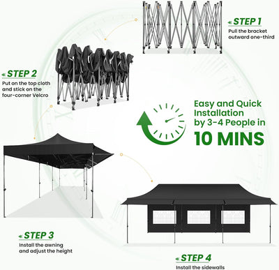 COBIZI 10'x30' Heavy Duty Pop up Canopy Tent with Extended Awning SPC119