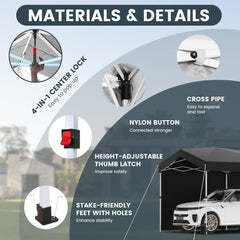COBIZI 10'x30' Pop Up Canopy-Easy Up Carport Canopy with One Push Setup-Outdoor Sun Shade&Waterppof Tent for Parties, Camping, Events-with 3 Sidewalls,Wheel Bag,4 Weight Bags,4 Ropes& 12 Stakes