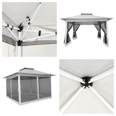Hoteel 12'x12' Pop Up Gazebo Patio Outdoor Canopy Tent with 8 Mosquito Nettings, Adjustable Height and 144 Square ft of Shade for Garden, Party, Backyard with Vented Top, Storage Bag, Sandbags, Gary