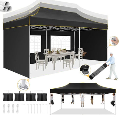 HOTEEL 10'x20' Heavy Duty Pop Up Canopy Tent,Commercial Open Air Gazebo,Hexagonal Frame & Roller Bag,Outdoor Weddings, Parties, Events (Gray)