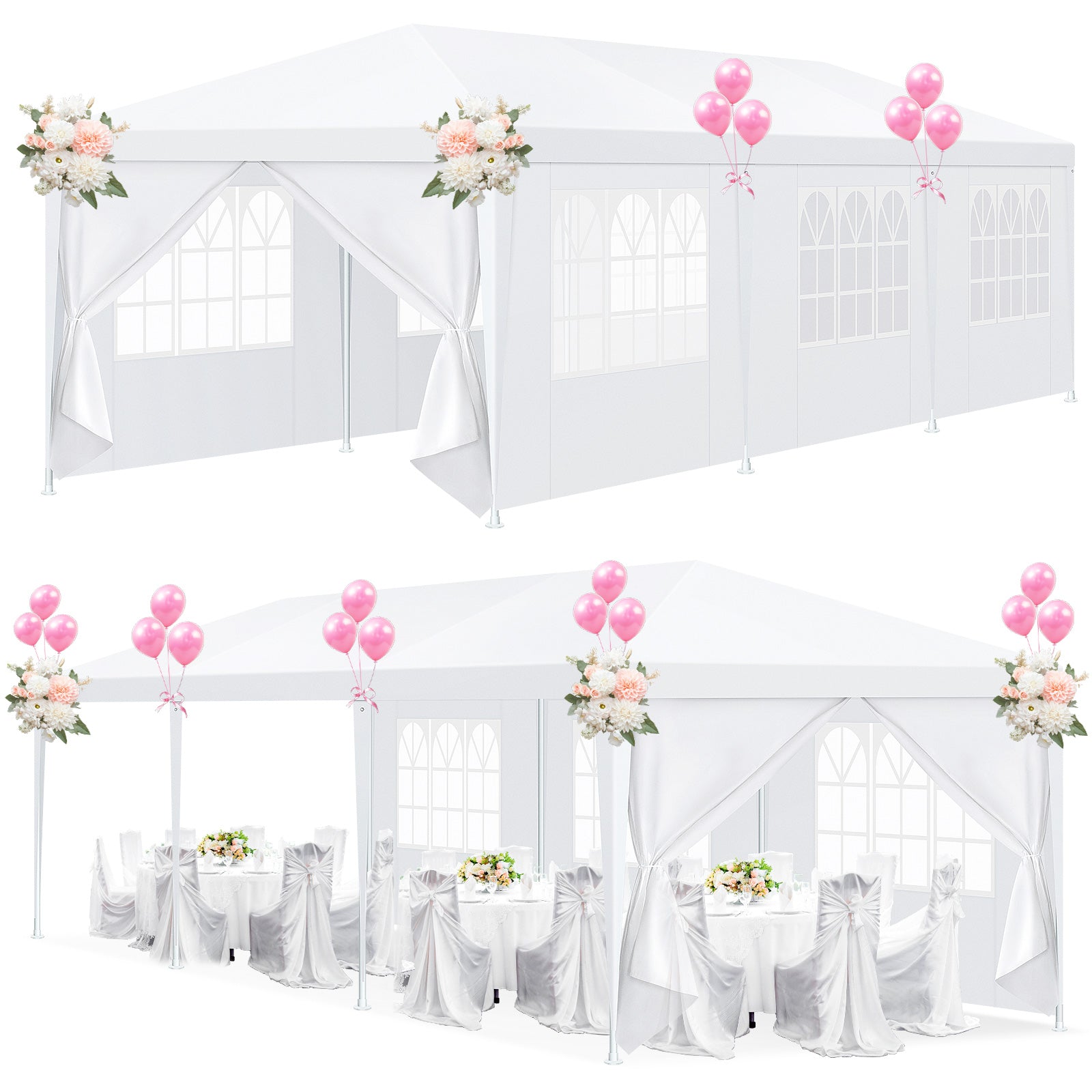 COBIZI 10'x20' Canopy Party Tent with 4 Removable Sidewalls White SPC108
