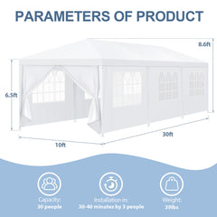 COBIZI 10'x20' Canopy Party Tent with 4 Removable Sidewalls, Outdoor Tent for Parties, Event Tent, Large Canopy Tent for Weddings, Parties, Patio Camping Gazebo, All Season & Waterproof, White SPC000108