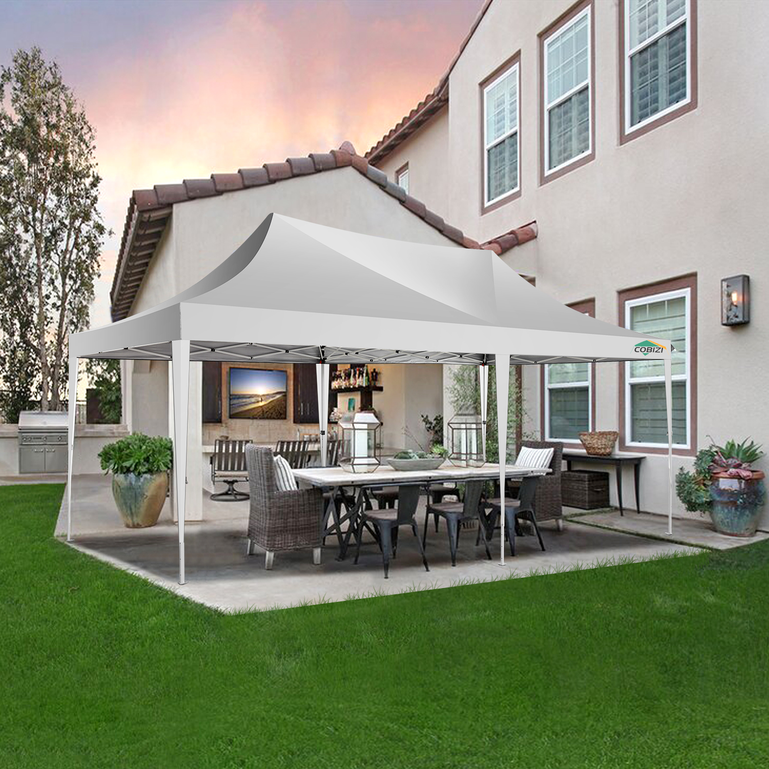 COBIZI 10'x20' Pop Up Canopy Tent with 6 Sidewalls & Carry Bag, 3 Adjustable Heights AMA5813