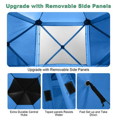HOTEEL 12x12ft Pop Up Canopy Gazebo, Outdoor Canopy Tent Screen House with 6 sidewalls and Netting for Camping, Waterproof, UV Resistant, Ez Set-up Party Tent with Carrying Bag and Ground Stakes,Blue