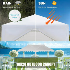 YUEBO Canopy 10' x 20' Pop Up Canopy Tent Heavy Duty Waterproof Adjustable Commercial Instant Canopy Outdoor Party Canopy Parties,Wedding,Outside Patio,Event,Backyard,Black