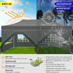 COBIZI 10x20 Pop Up Canopy Tent Heavy Duty with 6 Removable Sidewalls, Commercial Heavy Duty Pop Up Tent for Parties All Weather Waterproof and UV 50+ Wedding Tent with Roller Bag(Legs Upgraded)