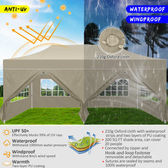 COBIZI 10x20 Pop Up Canopy Tent Heavy Duty with 6 Removable Sidewalls, Commercial Heavy Duty Pop Up Tent for Parties All Weather Waterproof and UV 50+ Wedding Tent with Roller Bag(Legs Upgraded)