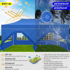 COBIZI 10x20 Pop Up Canopy Tent Heavy Duty with 6 Removable Sidewalls, Commercial Heavy Duty Pop Up Tent for Parties All Weather Waterproof and UV 50+ Wedding Tent with Roller Bag(Legs Upgraded)