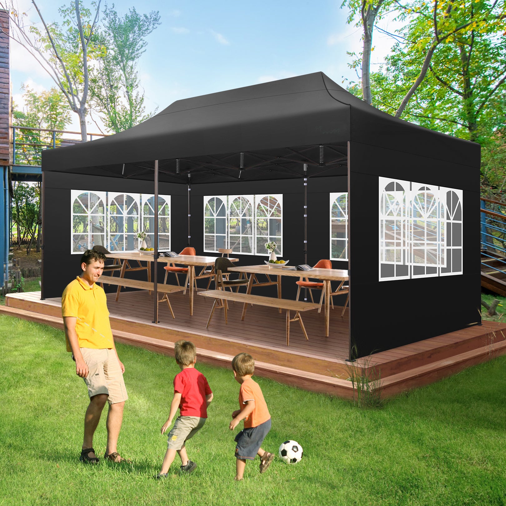 COBIZI 10x20 Pop up Heavy Duty Canopy with 6 Sidewalls,Waterproof Commercial Tent,Outdoor Gazebo for Wedding Party with Wheeled Bag