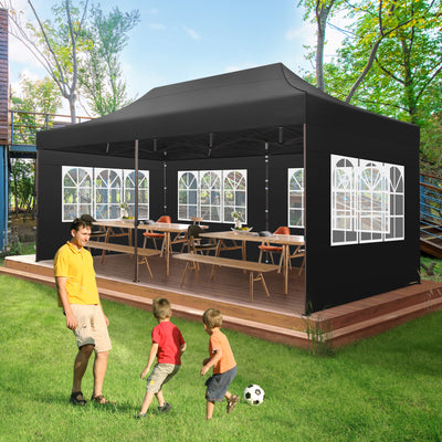COBIZI 10x20 Pop up Heavy Duty Canopy with 6 Sidewalls,Waterproof Commercial Tent,Outdoor Gazebo for Wedding Party with Wheeled Bag