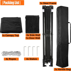 HOTEEL 10' x 10' Outdoor Canopy Party Tent EZ Pop up Canopy Portable Commercial Instant Canopy Shelter Tent Waterproof Gazebo with 4 Sidewalls & Carry Bag,Stakes & Ropes