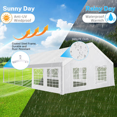 HOTEEL 20x40 Party Tent Heavy Duty with 8 Removable Sidewalls & 4 Built-in Sandbags, Commercial Wedding Large Tent, UV 50+, Waterproof, White