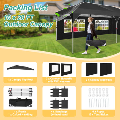 Cobizi 10'x20' Instant Pop Up Canopy With One Push Central Button Air Vent & Reflective Strip SPC142