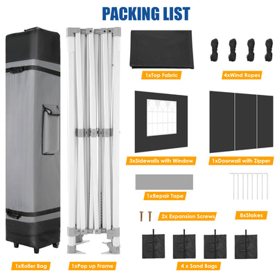 HOTEEL 10x15 Pop Up Canopy Tent Heavy Duty with 4 Sidewalls,Tents for Parties Outdoor Canopy Event Tent Wedding with Roller Bag,UV 50+ & Upgraded No Water Accumulation,Thick Hexagonal Legs