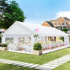 HOTEEL 20x30 Party Tent Heavy Duty with Removable Sidewalls & 4 Built-in Sandbags, Commercial Wedding Large Tent, UV 50+, Waterproof, White