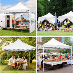 HOTEEL 10'x10' Pop Up Canopy , UPF 50+ Easy Setup Canopy Tent Waterproof Outdoor Instant Portable Shelter with 4 Removable Sidewalls, Sandbags, Stakes & Ropes for Party, Events, Vendor, White