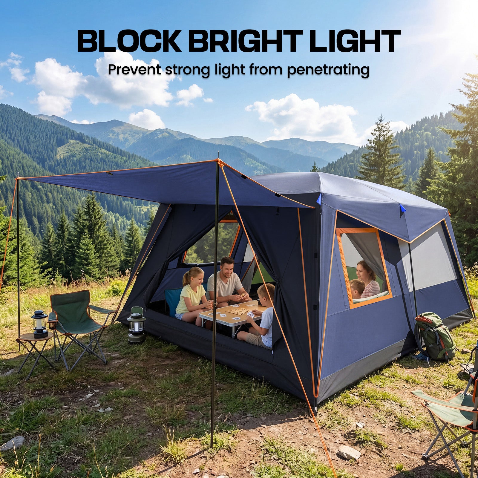 HOTEEL 10 Person Camping Tent Family Tents, Instant Cabin Tents, Family Cabin Multi Room Pop Up Tents Car Camping for Parties, Music Festival Tent, Big, Easy Up, Included Storage Pockets