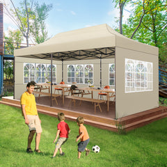COBIZI 10x20 Heavy Duty Canopy Tent with 6 Removable Sidewalls,Pop up Outdoor Commercial Party Wedding Tent with Roller Bag,Waterproof & UV 50+,Khaki