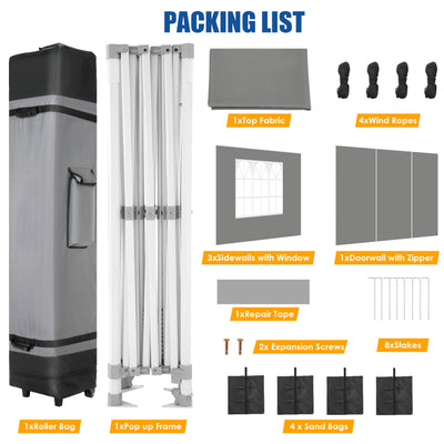 HOTEEL 10x15 Pop Up Canopy Tent Heavy Duty with 4 Sidewalls,Tents for Parties Outdoor Canopy Event Tent Wedding with Roller Bag,UV 50+ & Upgraded No Water Accumulation,Thick Hexagonal Legs