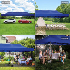 HOTEEL 10x30 Pop Up Canopy, Heavy Duty Canopy UPF 50+ All Season Wind Waterproof Commercial Outdoor Wedding Party Tents Gazebo with Roller Bag, Dark Blue