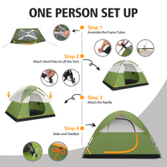 COBIZI 4 Person Tent for Camping, Easy Setup Camping Tent with Rainfly & Screen Windows for Camping/Traveling/Family Gathering/Hiking/Beach